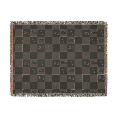 French Bulldog Checkerboard Woven Throw Blanket