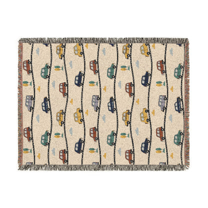 Whimsical Road Trip Cars & Traffic Woven Throw Blanket