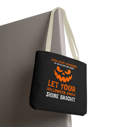 Halloween Pumpkin Tote Bag — "Let Your Halloween Smile Shine Bright"