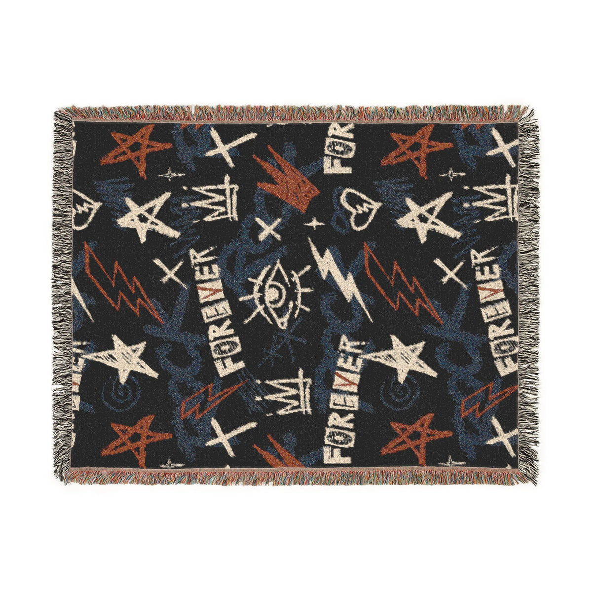 Rock Forever Grunge Graffiti Woven Blanket