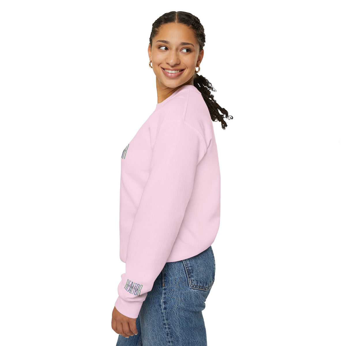 Personalized Realtor Retro Stacked Text Graphic Sweatshirt | Custom Name Real Estate Crewneck