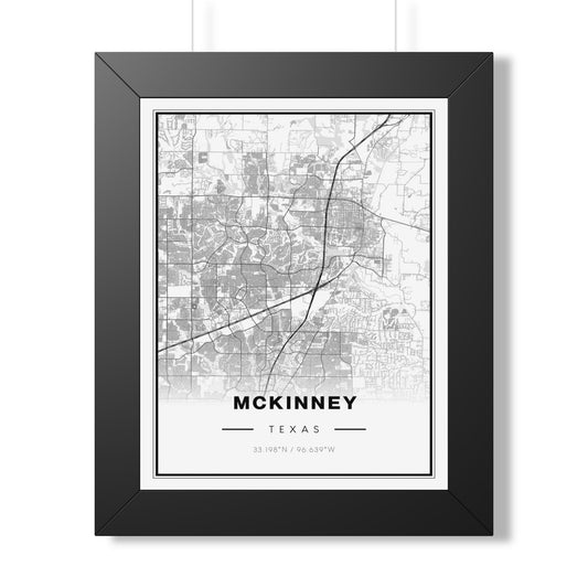 McKinney Texas Map Poster - Framed City Map Wall Art