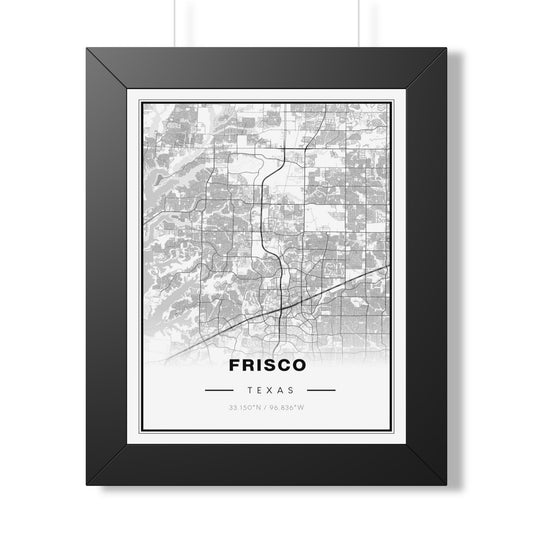 Frisco, TX Minimalist City Map Poster - Framed Wall Art