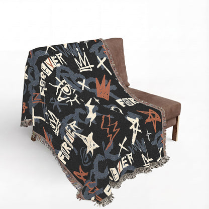 Rock Forever Grunge Graffiti Woven Blanket