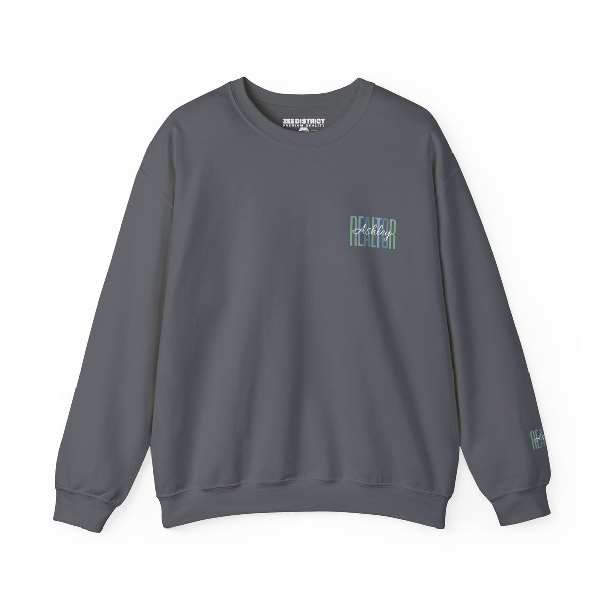 Personalized Realtor Retro Stacked Text Graphic Sweatshirt | Custom Name Real Estate Crewneck