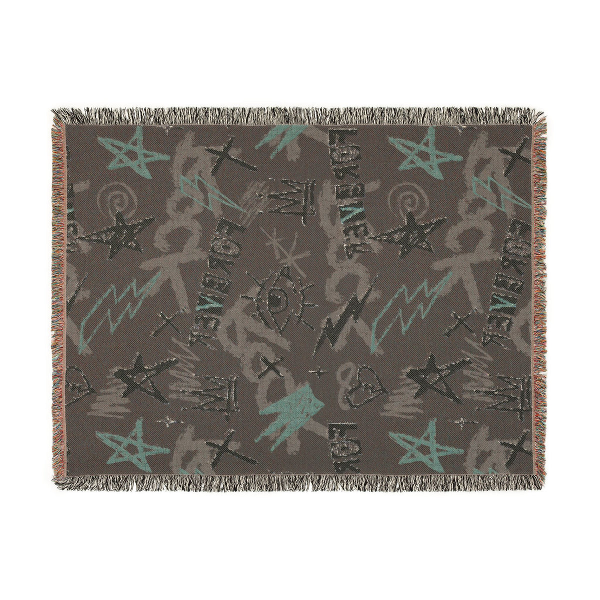 Rock Forever Grunge Graffiti Woven Blanket