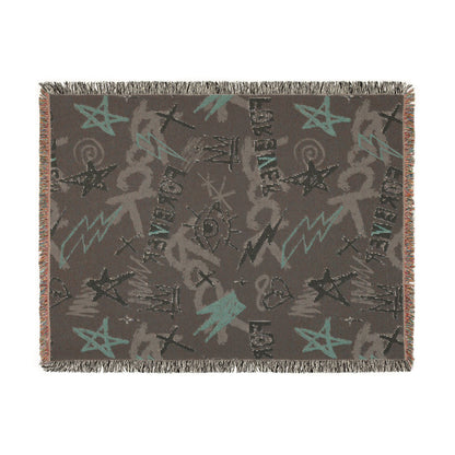 Rock Forever Grunge Graffiti Woven Blanket