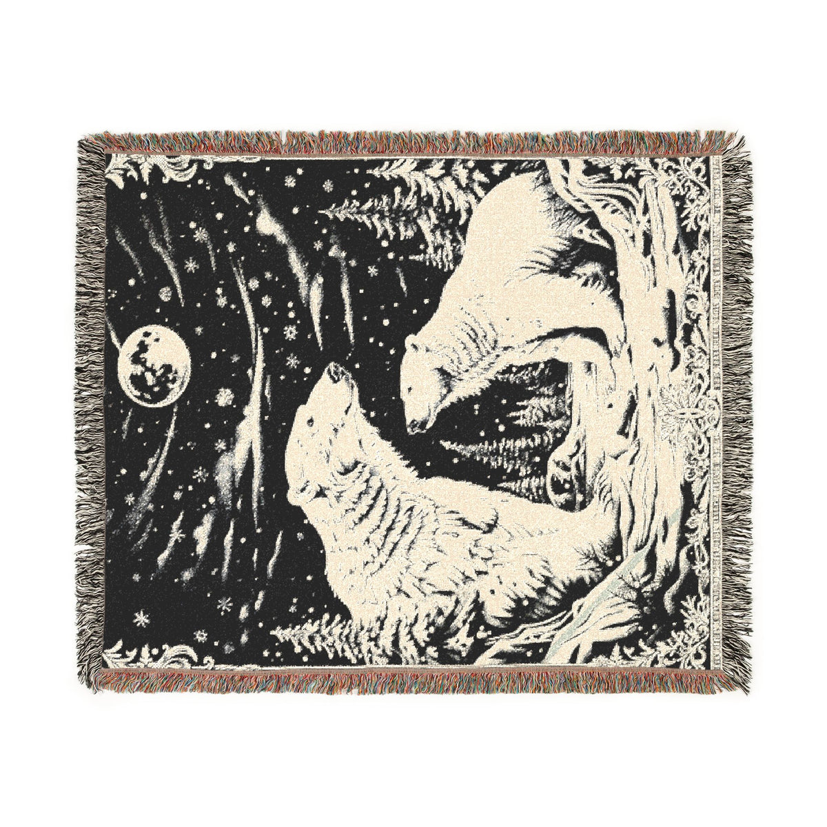 Polar Bear Family Woven Blanket - Cozy Arctic Night Throw