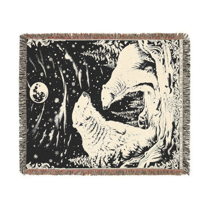 Polar Bear Family Woven Blanket - Cozy Arctic Night Throw