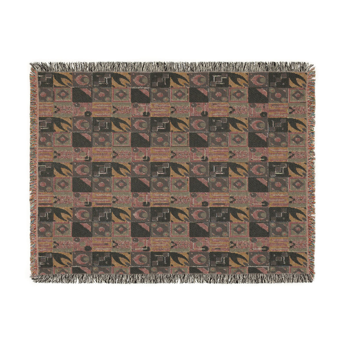 Coastal Geometric Cotton Woven Throw Blanket