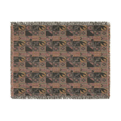 Coastal Geometric Cotton Woven Throw Blanket