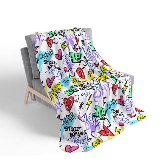 Urban Graffiti Street Art Fleece Sherpa Blanket