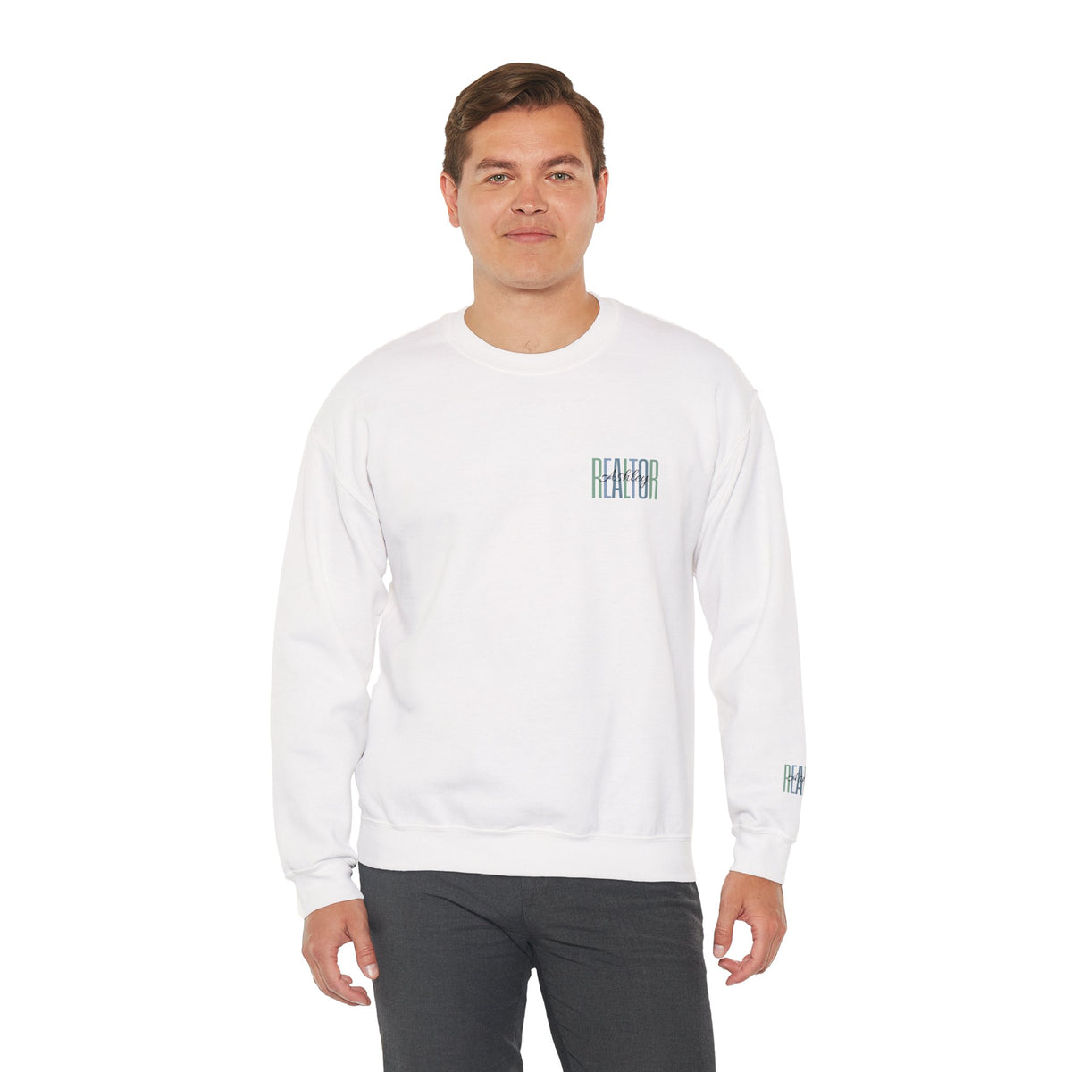 Personalized Realtor Retro Stacked Text Graphic Sweatshirt | Custom Name Real Estate Crewneck