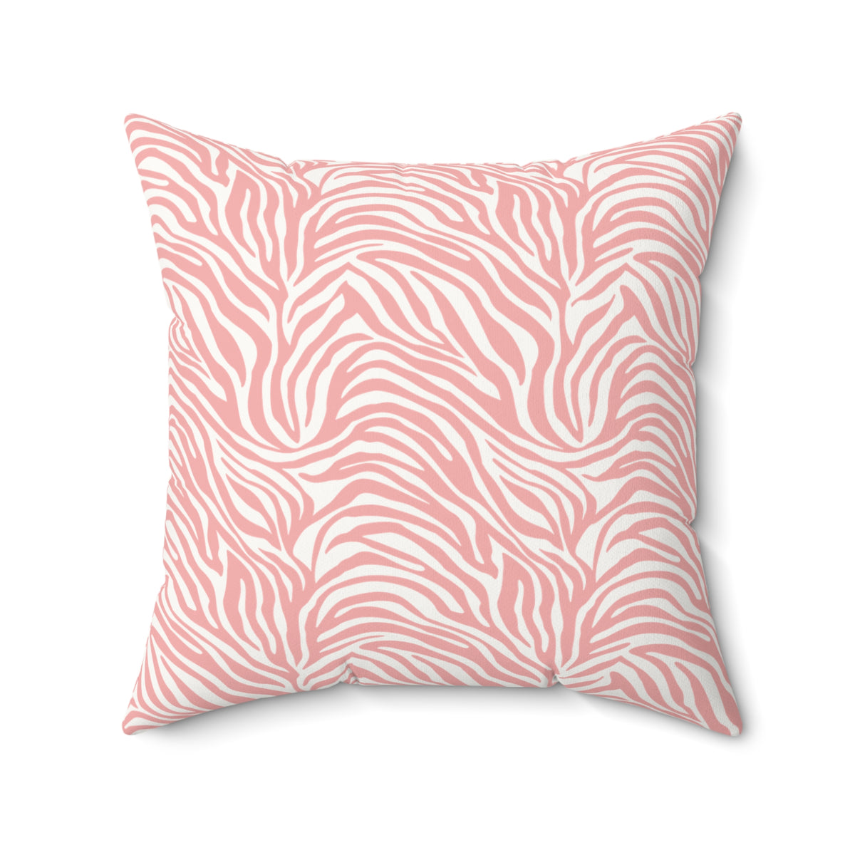 Blush Pink Zebra Print Faux Suede Square Pillow | Trendy Animal Pattern Accent Cushion