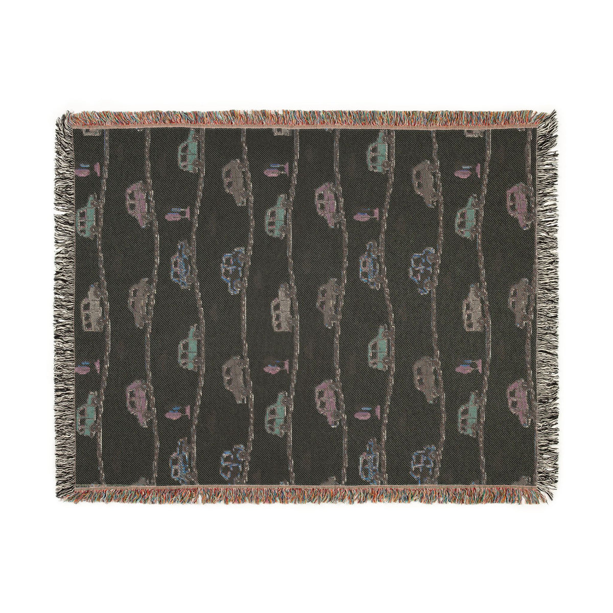 Whimsical Road Trip Cars & Traffic Woven Throw Blanket