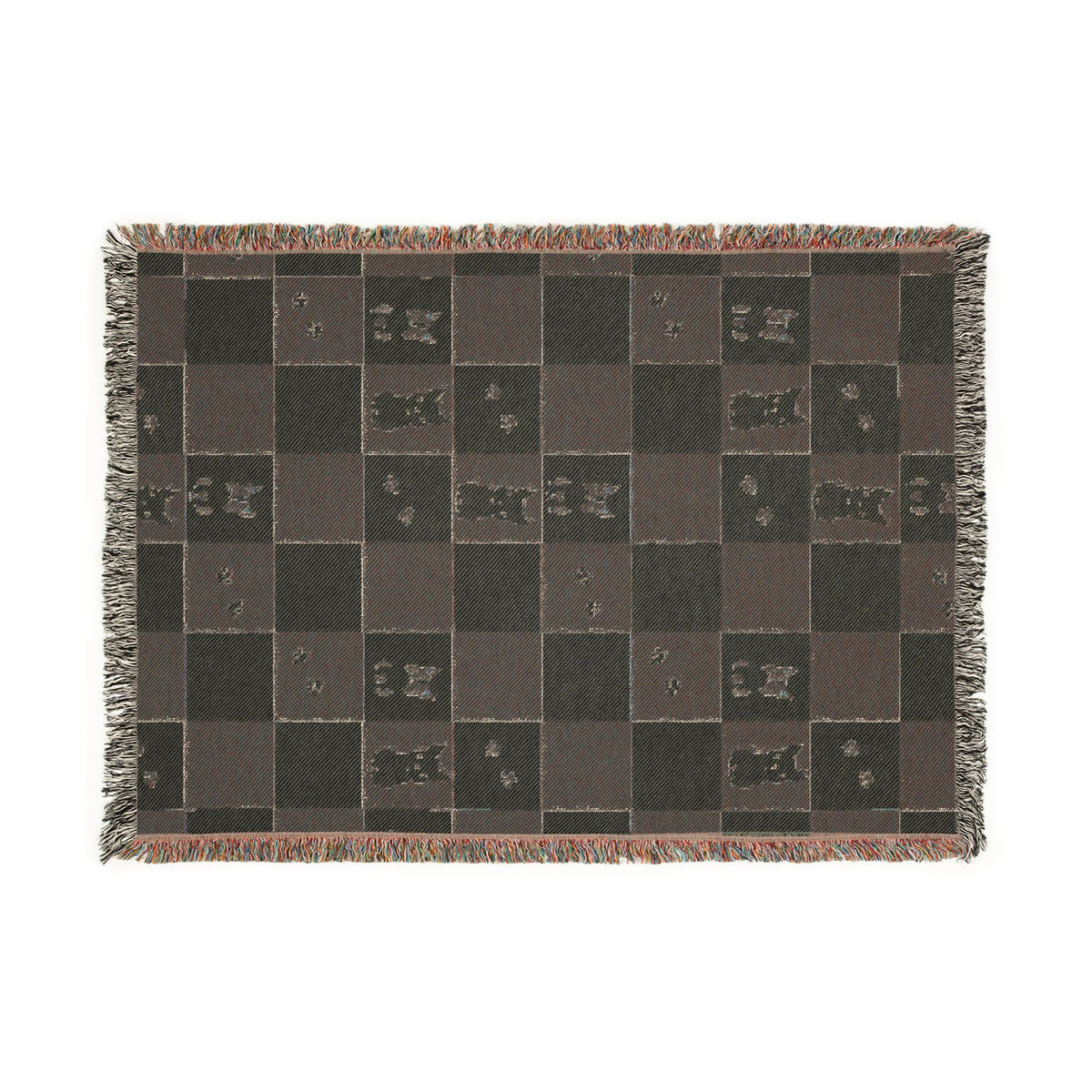 French Bulldog Checkerboard Woven Throw Blanket