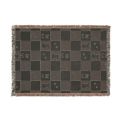 French Bulldog Checkerboard Woven Throw Blanket
