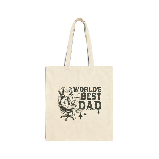 "World's Best Dad" Dog Boss Office Funny Cotton Canvas Tote Bag