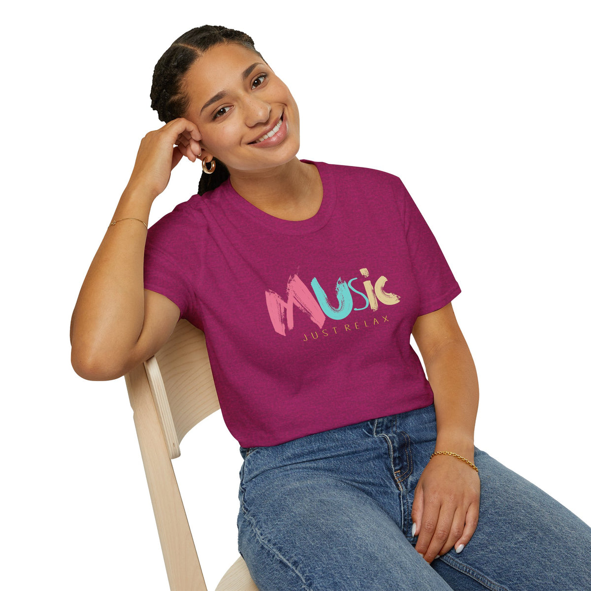 Music Just Relax T-Shirt - Colorful Brushstroke Music Tee for Casual, Chill Vibes