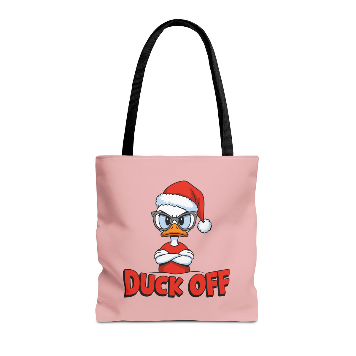 "Duck Off" Grumpy Santa Duck Funny Christmas Polyester Tote Bag