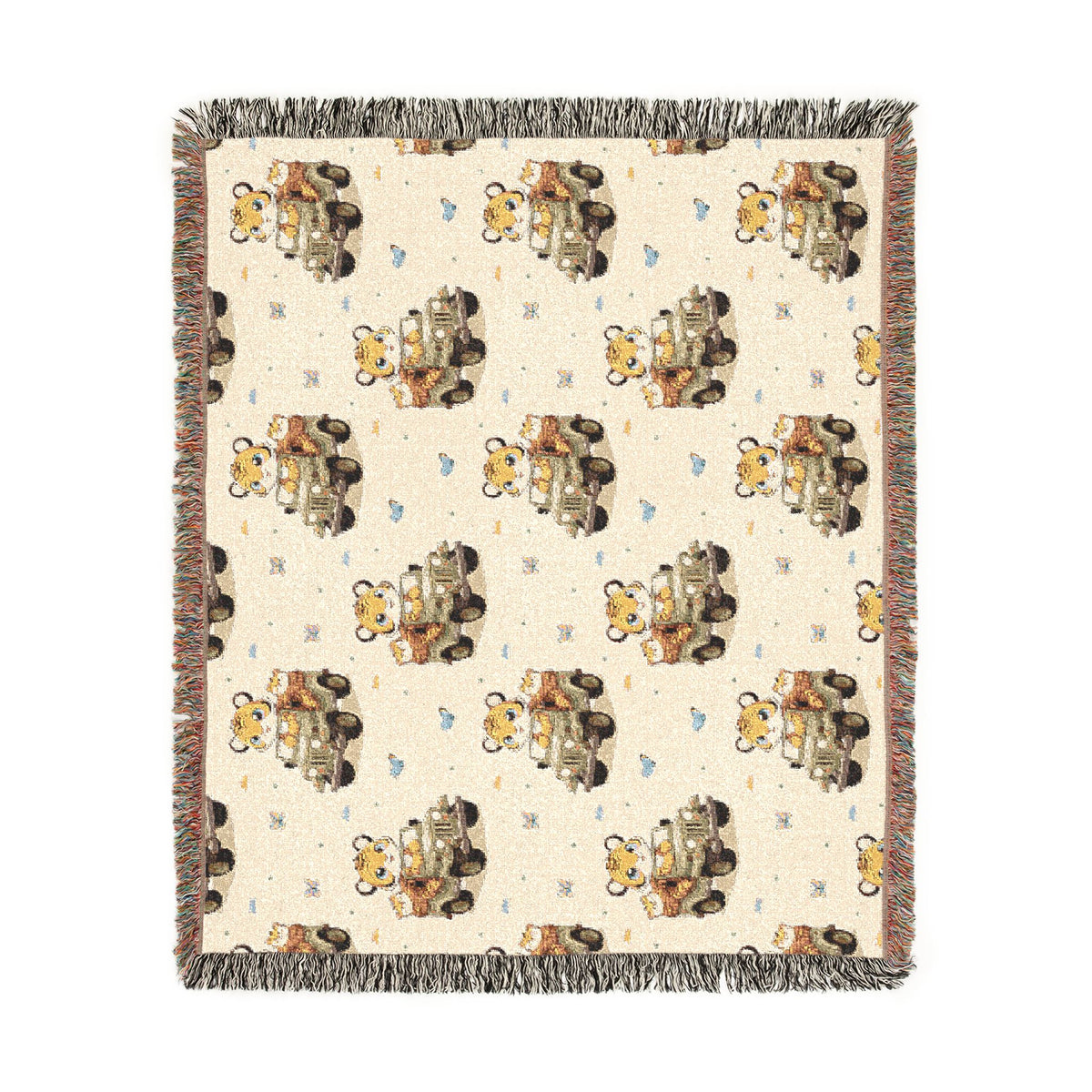 Adventures Safari Tiger Jeeps Woven Throw Blanket
