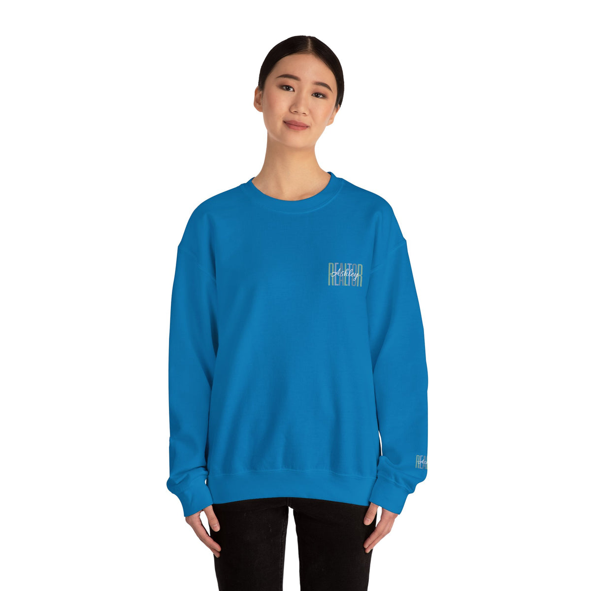 Personalized Realtor Retro Stacked Text Graphic Sweatshirt | Custom Name Real Estate Crewneck