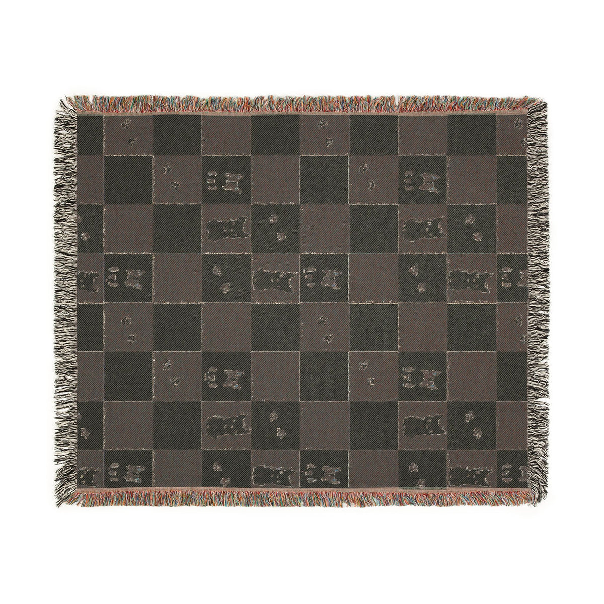 French Bulldog Checkerboard Woven Throw Blanket