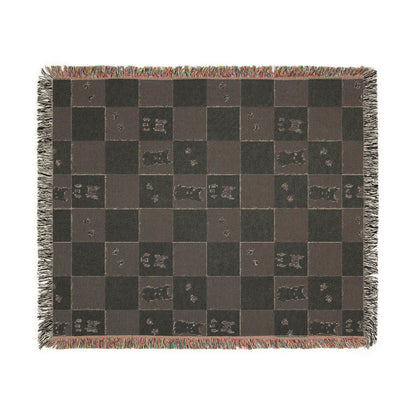 French Bulldog Checkerboard Woven Throw Blanket