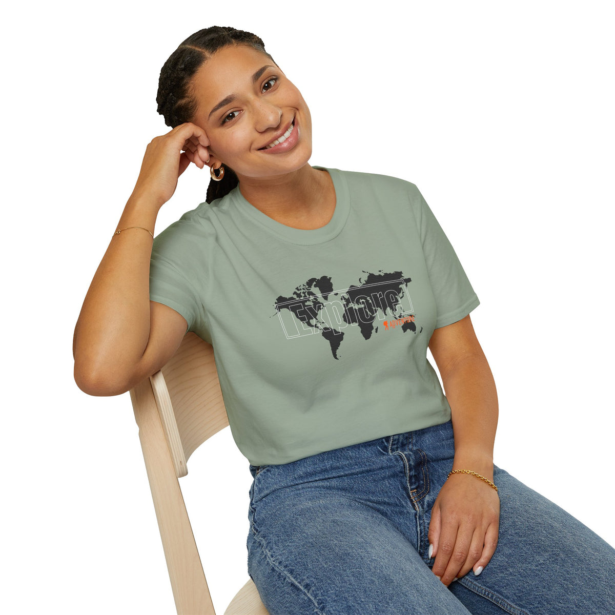 Explore World Map Adventure Graphic Tee: Urban Street Style & Travel T-Shirt
