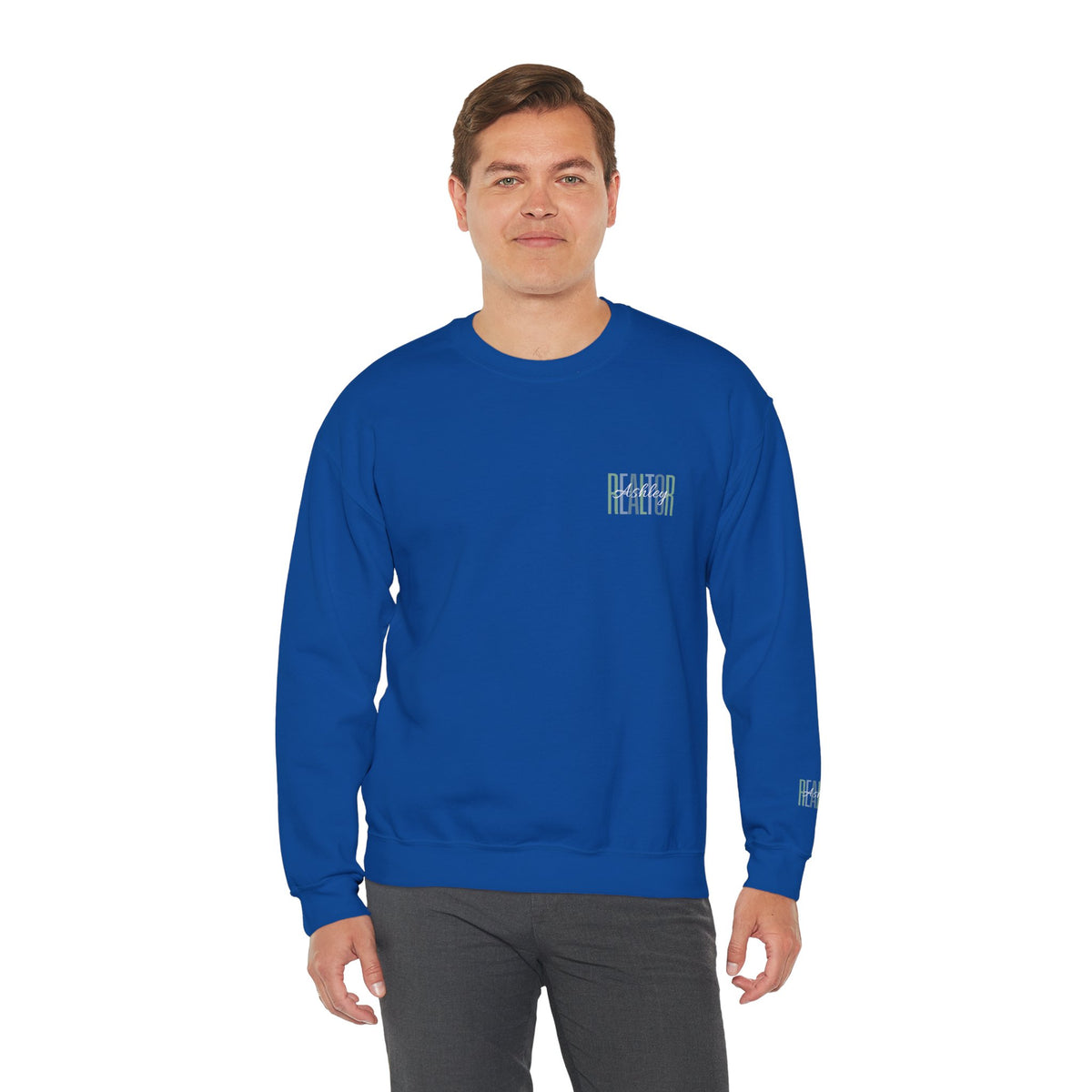 Personalized Realtor Retro Stacked Text Graphic Sweatshirt | Custom Name Real Estate Crewneck
