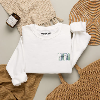Personalized Realtor Retro Stacked Text Graphic Sweatshirt | Custom Name Real Estate Crewneck