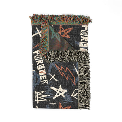 Rock Forever Grunge Graffiti Woven Blanket