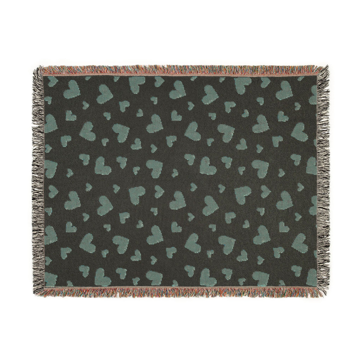 Romantic Scattered Hearts Woven Throw Blanket