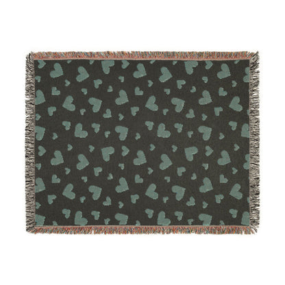 Romantic Scattered Hearts Woven Throw Blanket