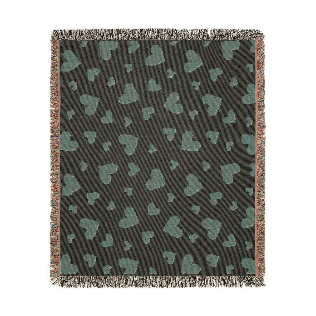 Romantic Scattered Hearts Woven Throw Blanket