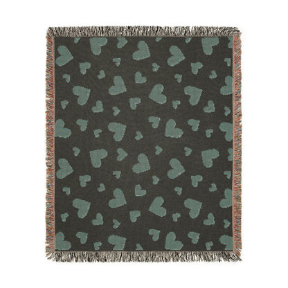 Romantic Scattered Hearts Woven Throw Blanket