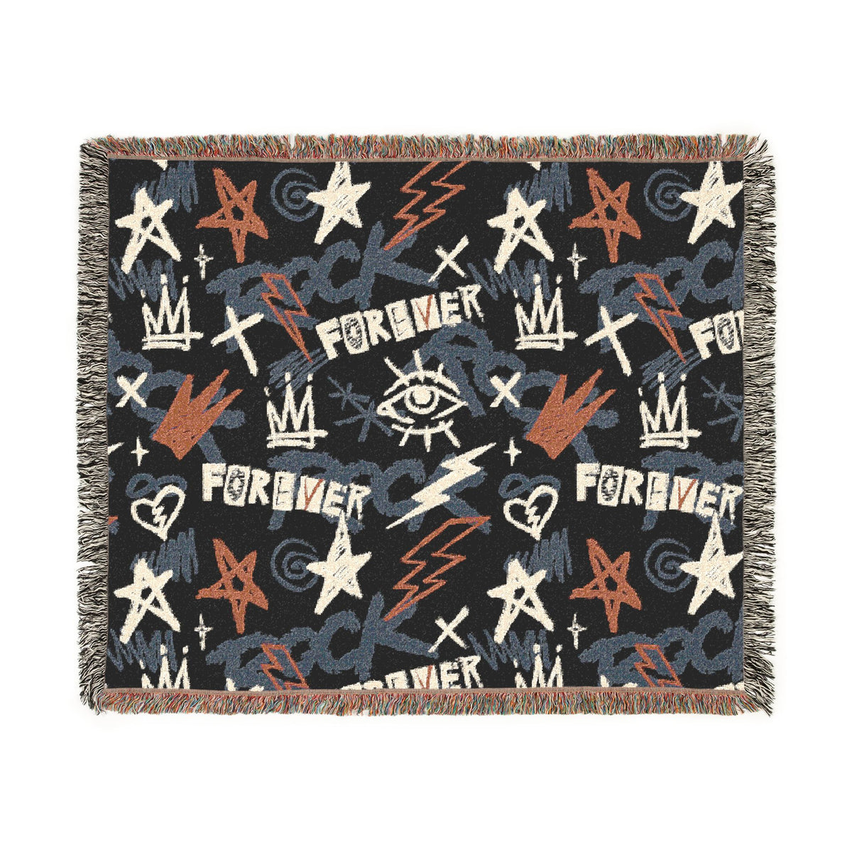 Rock Forever Grunge Graffiti Woven Blanket