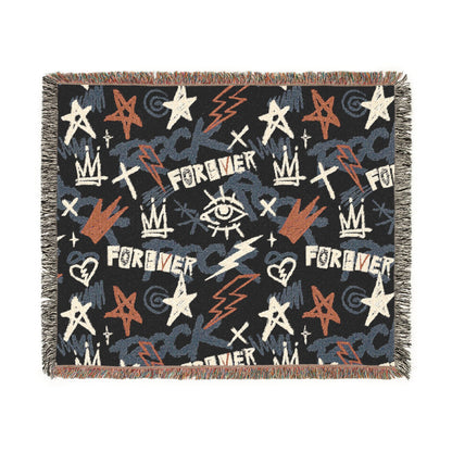 Rock Forever Grunge Graffiti Woven Blanket