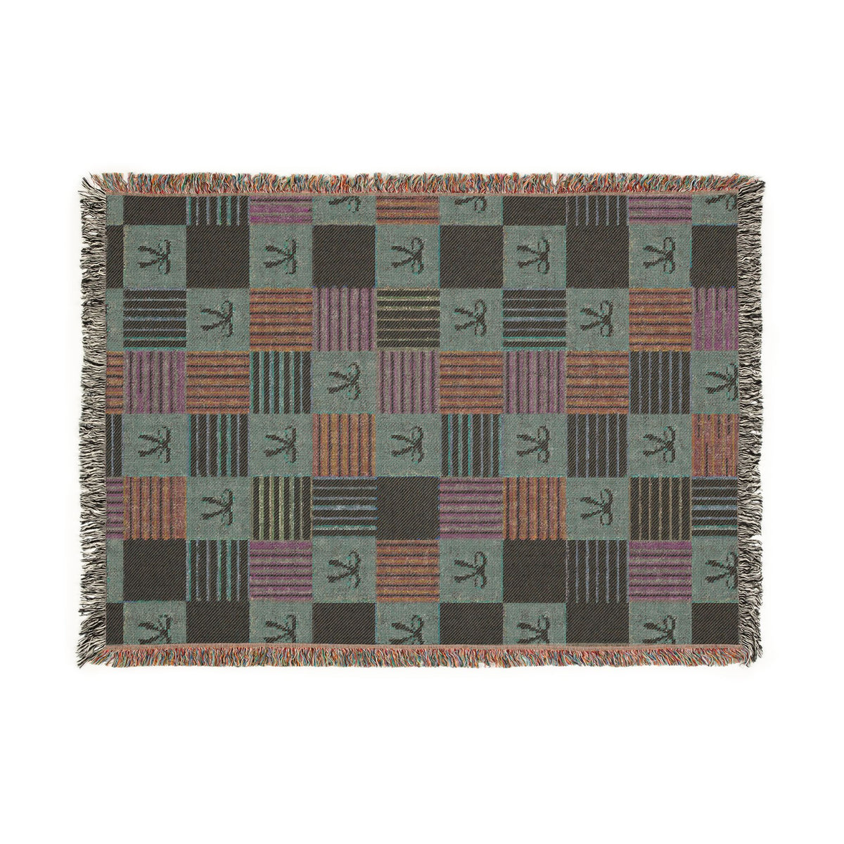 Cozy Patchwork & Pink Bows Woven Throw Blanket
