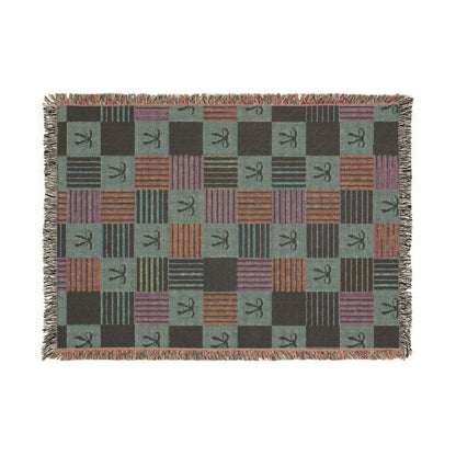 Cozy Patchwork & Pink Bows Woven Throw Blanket