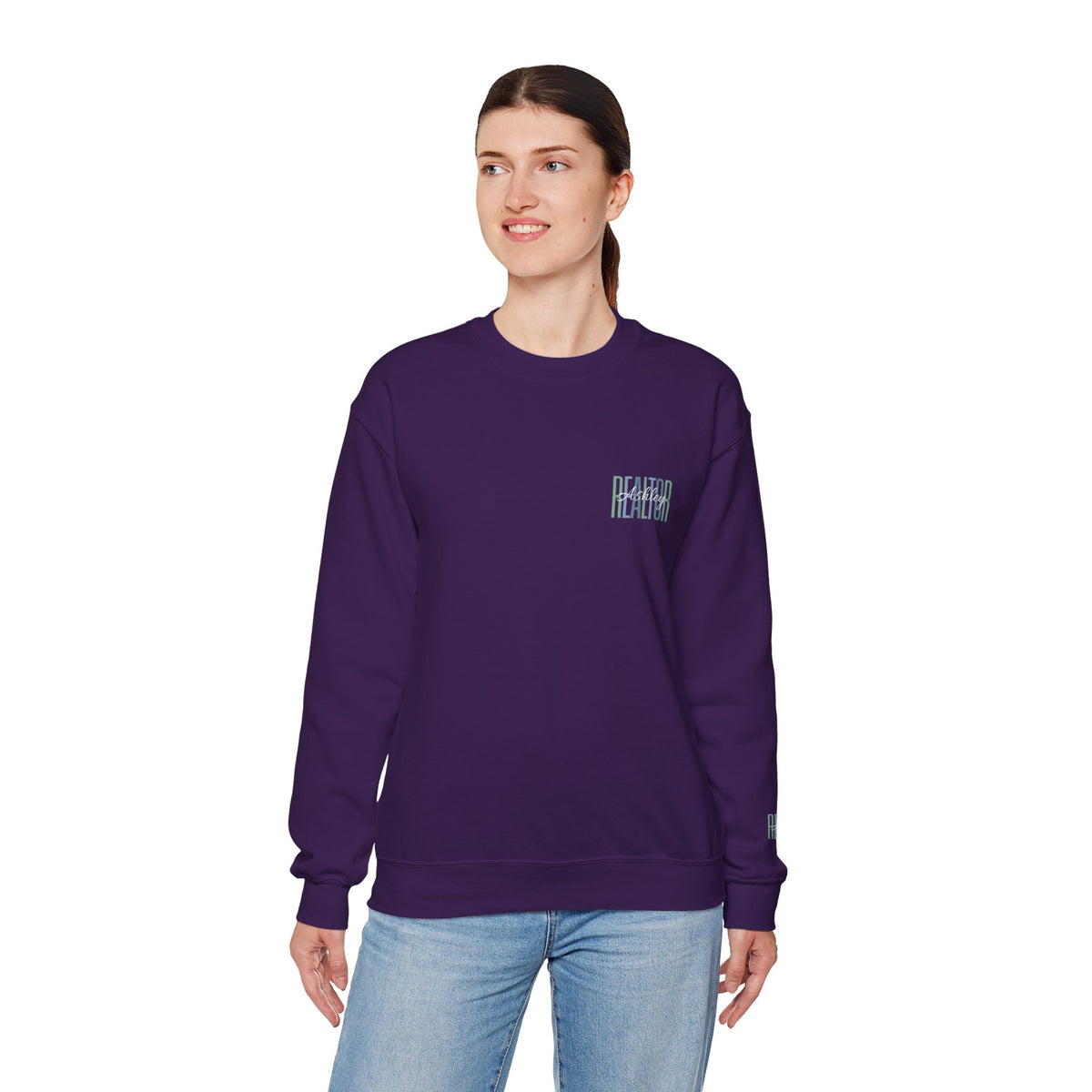 Personalized Realtor Retro Stacked Text Graphic Sweatshirt | Custom Name Real Estate Crewneck