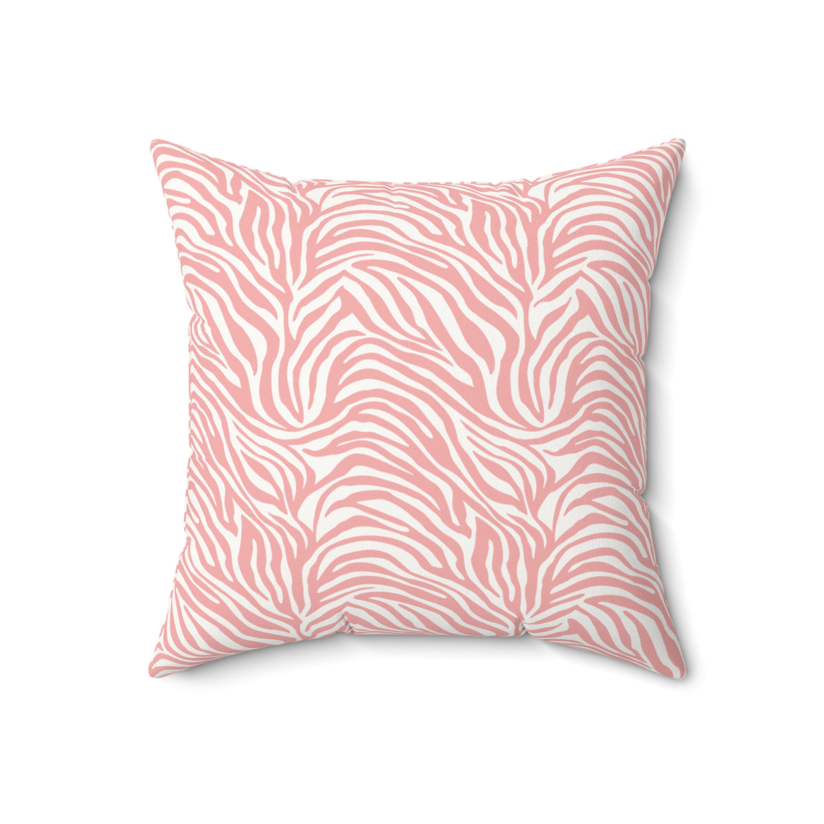 Blush Pink Zebra Print Faux Suede Square Pillow | Trendy Animal Pattern Accent Cushion