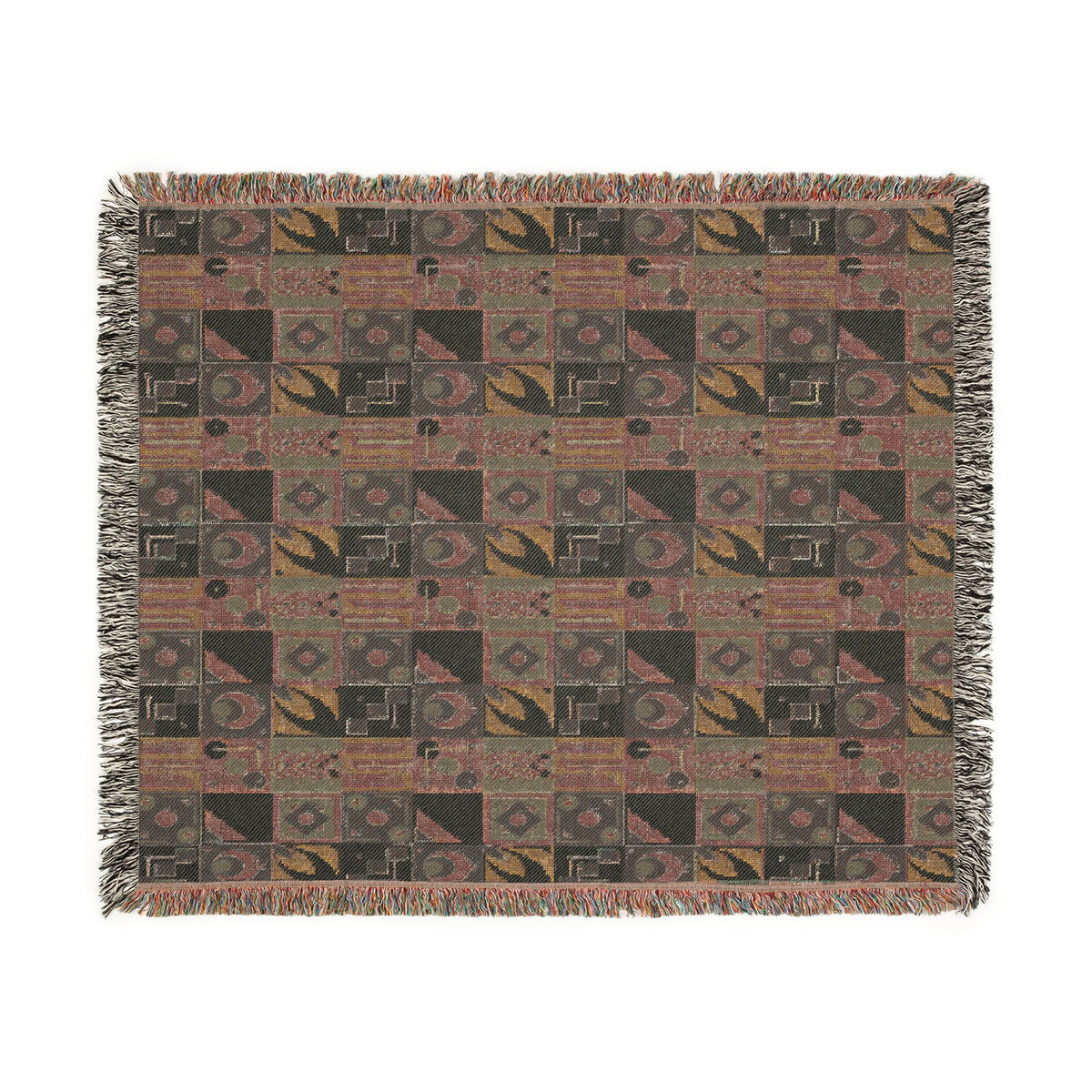 Coastal Geometric Cotton Woven Throw Blanket
