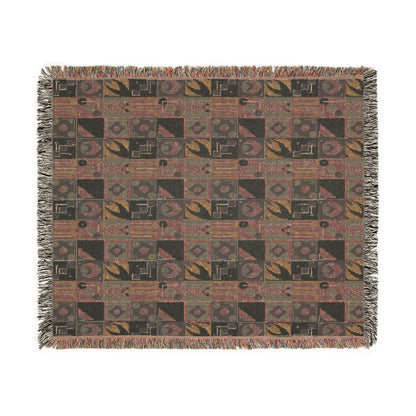 Coastal Geometric Cotton Woven Throw Blanket