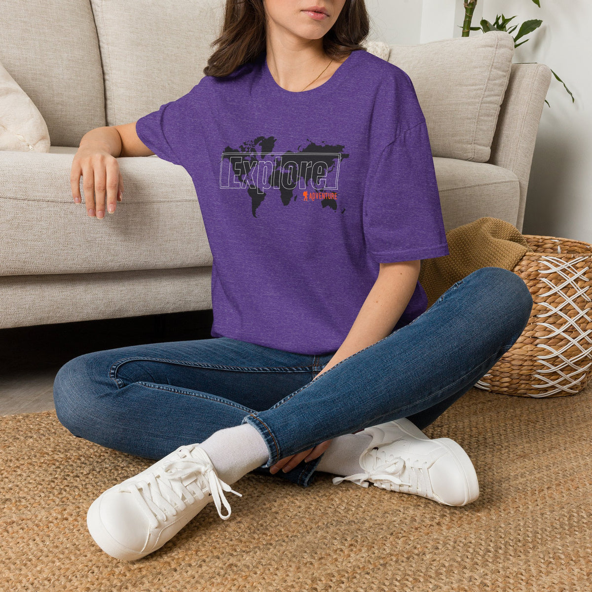 Explore World Map Adventure Graphic Tee: Urban Street Style & Travel T-Shirt