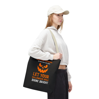 Halloween Pumpkin Tote Bag — "Let Your Halloween Smile Shine Bright"