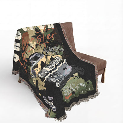 Mountain Cruiser Monster Truck Cotton Woven Throw Blanket