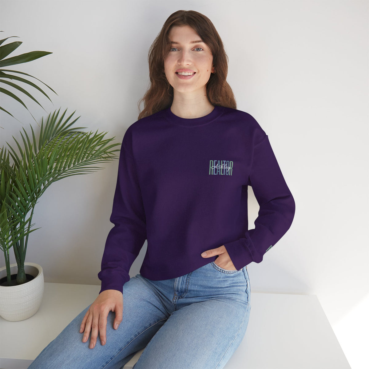 Personalized Realtor Retro Stacked Text Graphic Sweatshirt | Custom Name Real Estate Crewneck
