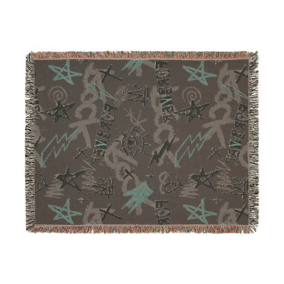 Rock Forever Grunge Graffiti Woven Blanket