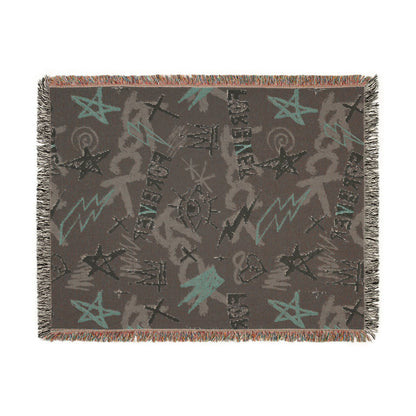 Rock Forever Grunge Graffiti Woven Blanket